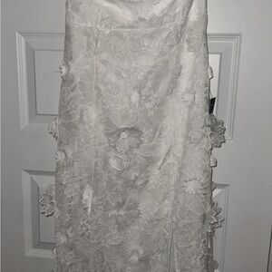 Lulu's Ivory 3D Floral Lace Wedding Dress